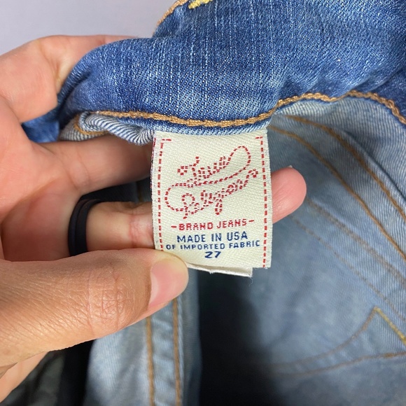 True Religion Womens Joey Flare Twisted Hem Flap Pocket Jeans in Med Was… - Picture 9 of 10